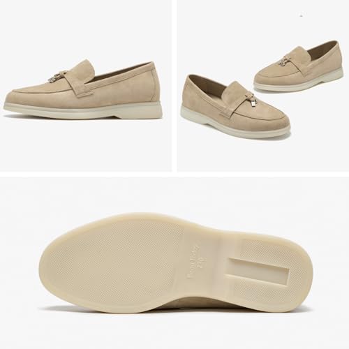 Image of BEAU TODAY Suede Loafers Flats for Women, Women's Slip On Penny Loafers, Leather Driving Comfortable Dress Ladies Loafers Casual Office Work Shoes