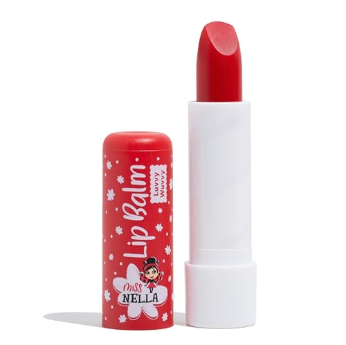 Miss Nella LUVVY WUVVY hypoallergene lippenbalsem speciaal voor kinderen, rood, niet-giftig, geurvrij make-up, perfect voor de gevoelige huid