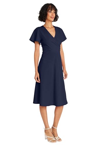 Maggy London Faux Wrap V-Neck Flutter Sleeves Cocktail Wedding Guest Dresses for Women2