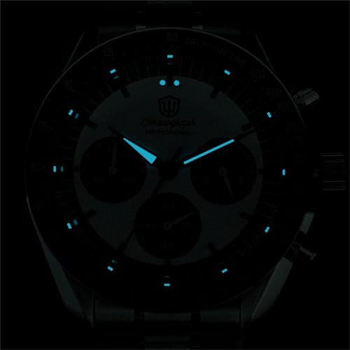Image of watchdives WD1863 Men Chronograph Watch Japan VK63 Quartz Sports Watches 40mm Bubble Sapphire Crystal Wristwatch 100M Dive Watch