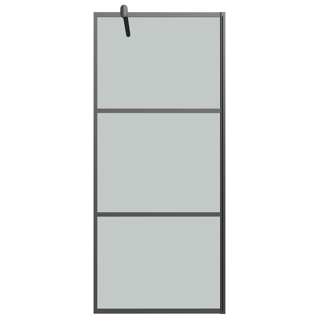 Mampara de ducha Walk-In de 90 x 195 cm, mampara de ducha de vidrio templado oscuro con marco de aluminio negro, protección contra salpicaduras para cuarto de baño