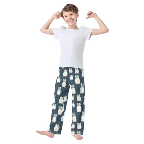 Boys' Pants Cartoon Penguin Dark Blue Long Bottoms Jogger Pants Elastic Waist Trousers with Pockets S-XL2