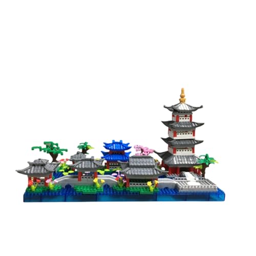 Kadablk Architecture Chinese Style of Suzhou Garden,Hangzhou's West Lake,Build Iconic Asian Landscape,950 PCS mini Bricks,Featuring Pagoda, Stone Bridge,Asian Style Micro Blocks for Adults and Teens