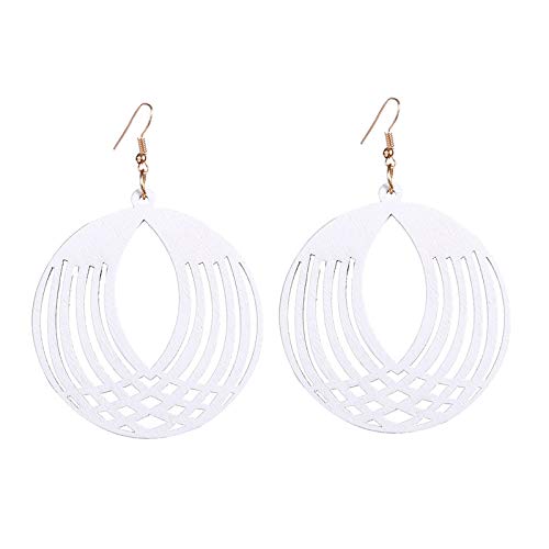 6 Pairs Ethnic Wooden Dangle Earrings Bohemian Wooden Hollow African Drop Earrings Sets Lightweight African Style Wood Teardrop Hook Earrings Retro Natural Wood Statement Earrings Jewelry #TOP2