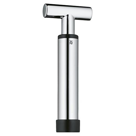 WMF Vino Weinflaschenverschluss 8 cm, Metallguss, Silikon, Weinverschluss, luftdicht und sicher, Flaschenverschluss für Weinflaschen und Sektflaschen 5 WMF Vino Weinpumpe 15,8 cm, mit 2 Verschlüssen, Cromargan Edelstahl, Wine Saver, Vakuumpumpe für Wein, Vacuumpumpe, Oxidationsstopper