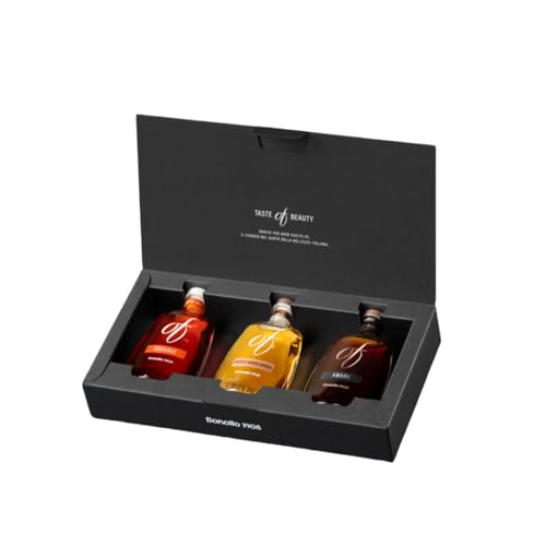 Tris Bonollo Miniature Distillati – Amarone, Dorange e Amaro – 3 x 5 cl – Set Degustazione Distilleria Bonollo – Mini Bottiglie Liquori Italiani – Confezione Regalo
