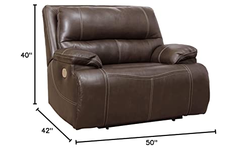 Signature Design By Ashley Ricmen Leather Adjustable Oversized Power Recliner With Usb Charging, Dark Brown #TOP2