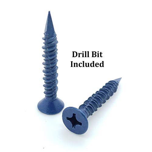 100 Qty 1/4" x 1-3/4" Flat Head Phillips Diamond Tip Concrete Screws to