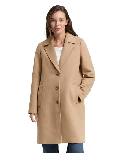TOM TAILOR Damen 1046603 Wollmantel mit Eingriffstaschen, 38232-Soft Coffee Melange, M
