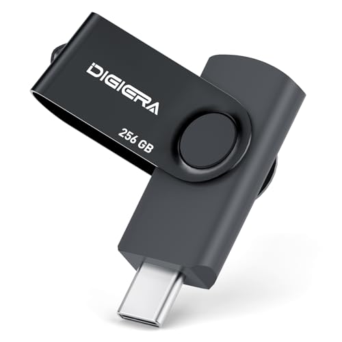 DIGIERA 256GB Flash Drive, USB 3.2 Gen 1 Type-C Thumb Drive with 140MB/s Read, 360° Swivel Design, Compact & Lightweight Memory Stick for File Transfer, Photo Backup, and Travel-Friendly Storage
