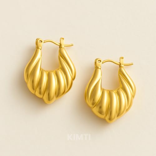 Image of KIMTI 18K Gold Plated Hoop Earring for Women | Round Hoop Earring