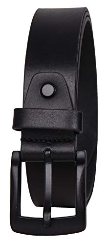 Men's Leather Belt, Black with Black Buckle, Free Size4