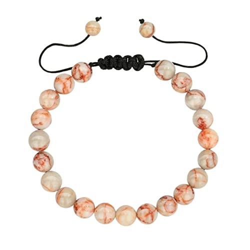 Bracelet de perles en pierre naturelle 8 mm ajustable tressé pour poignet 17.7 cm