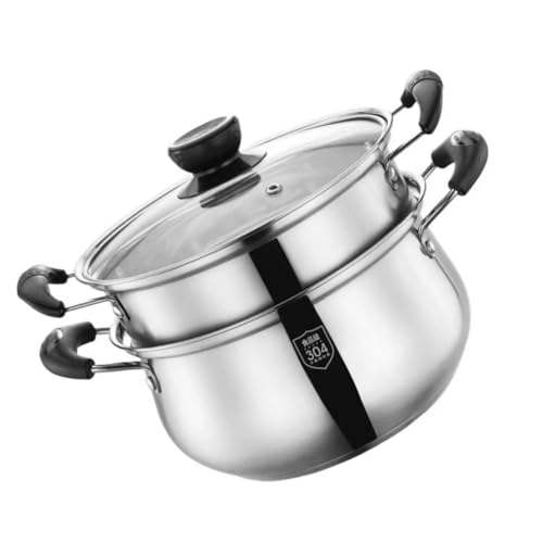 DECOMELODY ステンレス製蒸し器 スチームポット 調理用蒸し鍋 キッチンポット 食品蒸し器 蓋付き 耐熱調理鍋 料理に便利な