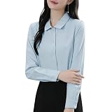 [Yino] シャツ ブラウス レディース 長袖 シャツカラー トップス さらり 無地 着回し力 シンプル 体型カバー 着瘦せ きれいめ 通勤 オフィス 就活 フォマール 業務服 ワイシャツ 秋 春
