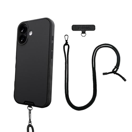 Image of Smartish iPhone 17 MagSafe Case + Crossbody Lanyard Strap - Thin Grip Cover with Universal Detachable Shoulder Neck Strap for Apple iPhone 17 - Black Tie Affair