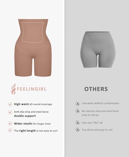 Image of FeelinGirl Tummy Control Shapewear Shorts Body Shaper for Women High-Waisted Thigh Slimming