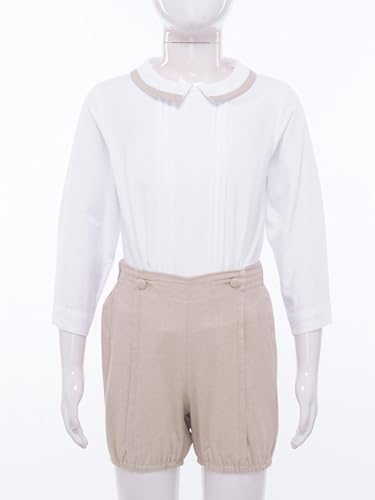 Ensemble baptême bébé fille garçon en coton blanc et kaki pour l'été