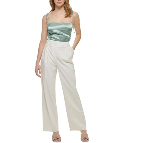 Calvin Klein Womens High Rise Trouser Leg Wide Leg Pants Ivory 14 at Amazon Women's Clothing store Calvin Klein Womens High Rise Trouser Leg Wide Leg Pants Ivory 14 at Amazon Women's Clothing store