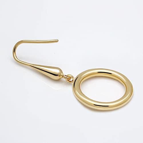 Pendientes Aro Fiama Chapados en Oro de 18K - Diseño Artesanal - 4 cm de Largo - Aro de 1,8 mm de Diámetro - Latón - Hipoalergénicos