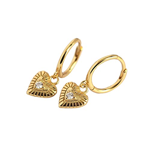 Boucles d'oreilles créoles argent femme piercing cœur et zircon