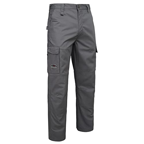 VANDISI FR Pants for Men 7.5oz Flame Resistant Pants (2112& CAT2) 100% Cotton FRC Cargo Pants with 10-PocketsLight Gray(38W-34L)