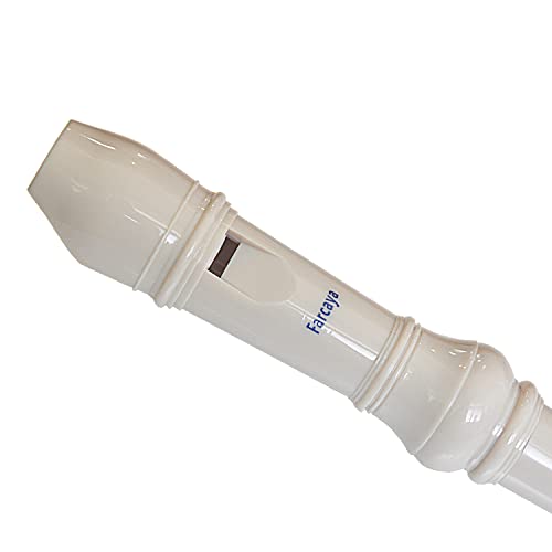 2-Piece Soprano Recorder Instrument for Beginners German Style C Key 8 Hole Descant with Clean Rods 2 Storage Cases (White+White)