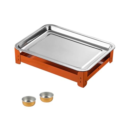 Bandeja de calentamiento de alimentos para barbacoa al aire libre, placa de calentamiento de acero inoxidable con capacidad para múltiples platos para entretener a los invitados