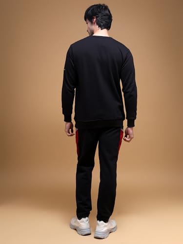 Image of Cotton Fleece Regular Fit Full Sleeves Sweatshirt & Lower Combo Set Tracksuit With Kangaroo Pockets For Men| Gym Home Workouts Training Jogging Hiking