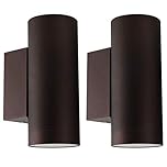 Klighten 2 pcs Outdoor Wall Light IP65 Up Down Outdoor Indoor Wall Lighting Modern Aluminum Wall Lamp for Garden Entrance Corridor Courtyard, Socket GU10, Bulb not Included, Bronze