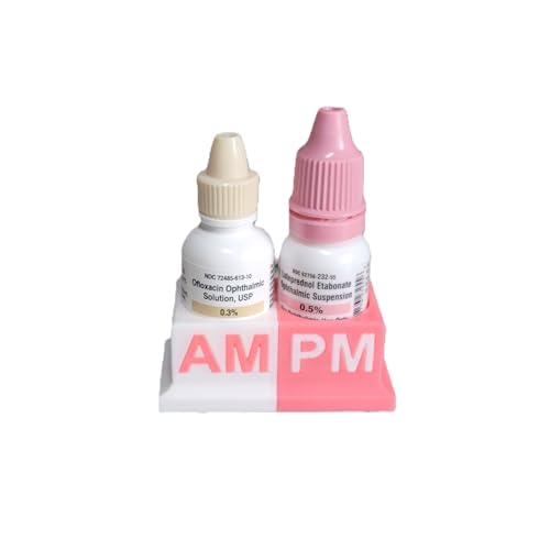 Eye Drops Organizer and Tracker, AM/PM Dual Slot Holder (Pink/White)