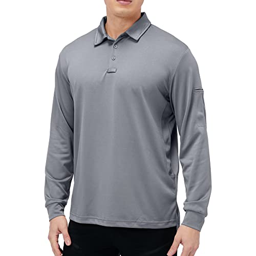 NAVEKULL Camisa polo tática de manga longa desempenho masculina secagem rápida leve militar ao ar li