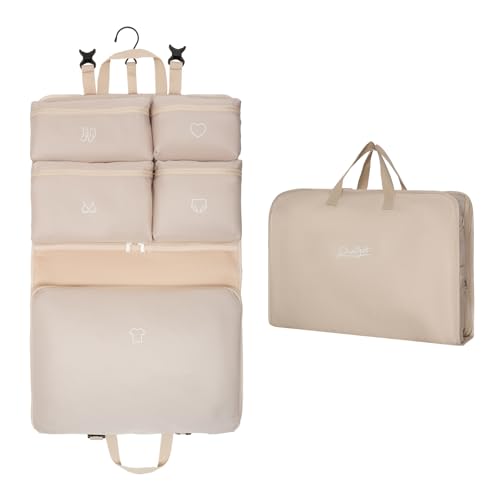 Cubes d'emballage à suspendre, sacs à vêtements pour voyage et rangement, sacs de voyage pour hommes et femmes avec 5 poches de couleur unie, sacs de...