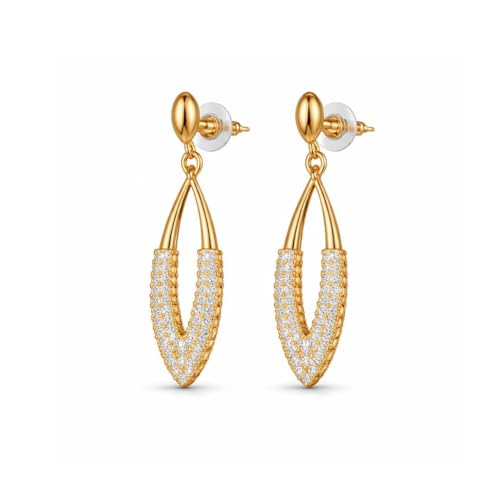 Image of Nilu's Collection Rose Gold Plated American Diamond Drop Earrings for Women And Girls | Anti-Tarnish | Anti-Allergy | Office Wear | Gift For Her