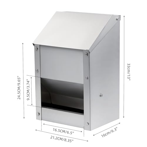 4.5kg Mangiatoia Automatica per Pollo In Acciaio Inox Appendere Mangiatoia Galline Automatica Senza Sprechi Alimentatore Automatico per Pollame Pollo Anatre Oche (Argento) - immagine 3