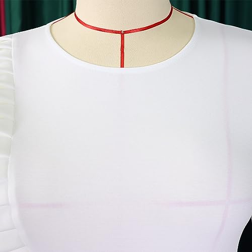 Women's Business Casual Midi Pencil Dress Elegant Round Neck Long Sleeves Ruffle Trim High Waist Bodycon Work Dress (Color : White, Size : 3X-Large)4