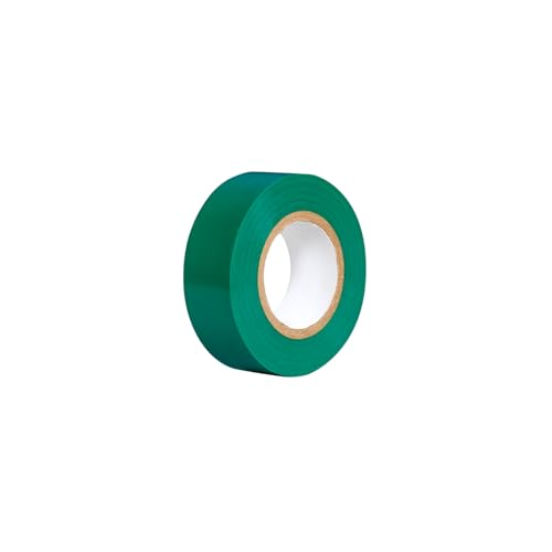 VoltShine Cinta aislante de PVC 0,13mm x 17mm x 10m verde, para aislamiento eléctrico y protección de cables.