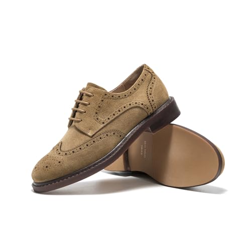 Image of BEAU TODAY Oxford Shoes for Women,Leather Brogue Dress Shoes,Comfort Brethable Ladies Lace-up Handmade Wingtip Shoes for Business Work