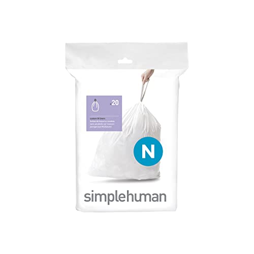 Image of simplehuman Code N Custom Fit Drawstring Trash Bags in Dispenser Packs, 20 Count, 45-50 Liter / 12-13 Gallon, White
