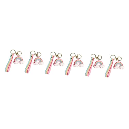 Porte-clés arc-en-ciel Healvian en peluche et caoutchouc souple mignon pour sac