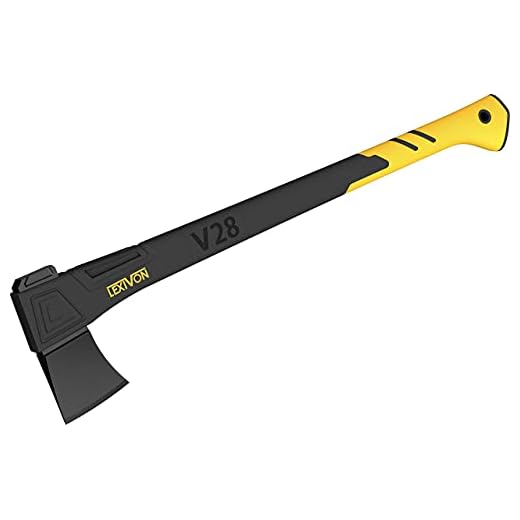 LEXIVON V28 Chopping Axe, 28-Inch Lightweight Fiber-glass Composite Handle & Ergonomic TPR Grip | Protective Carrying Sheath Included (LX-V28)