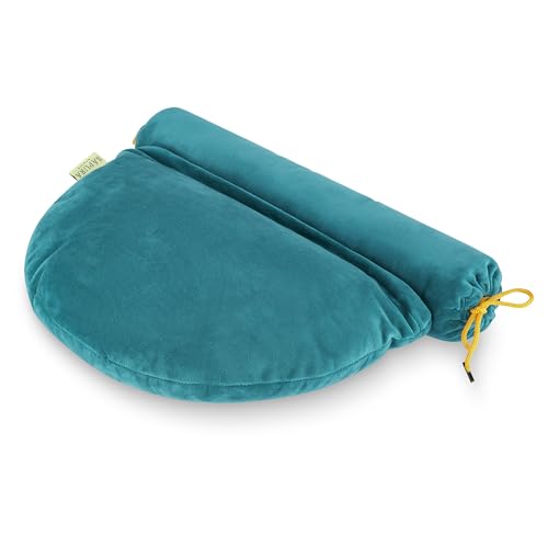 SAPURA reseyogakudde 2in1 | meditationskudde bomull | yoga stöd halvmåne | bokvetefyllning | kudde | liten yogarulle | yogapyll | yogapyte Grün...