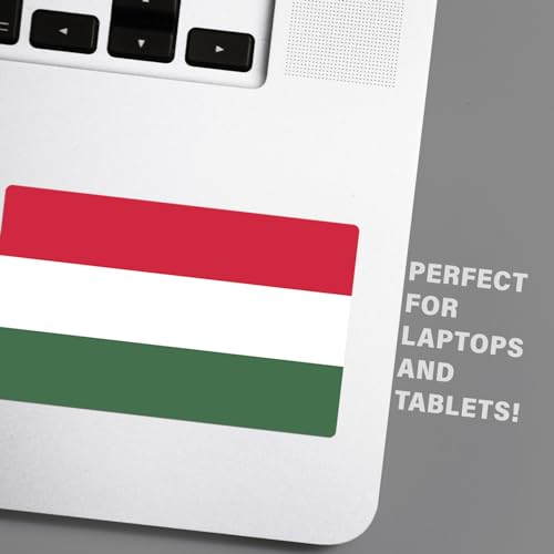 Image of World Country Flag Decal Stickers - Two Pack - for Cars Windows Bumpers Laptops Tablets Tumblers Cups Walls (Hungary)