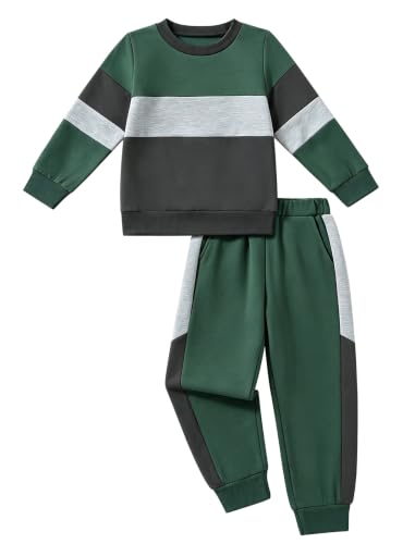 Image of Boys Clothes Color Block Sweatshirt and Pants 2Pcs Boy Sweatsuit