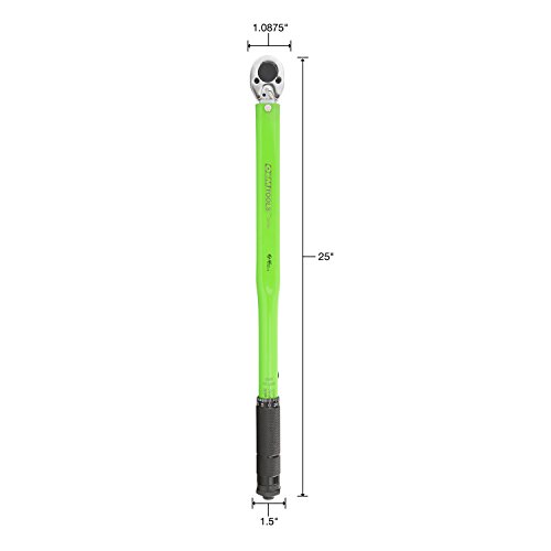Oemtools 25695 1/2" Drive Click Type Torque Wrench (25-250 Ft/Lb. Or 33.9-338.9 Nm), Green, Steel, Reversible Ratchet Head, Tube Storage Case Included #TOP1