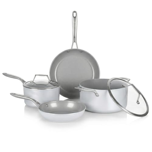 TECHEF - CeraTerra Collection Ceramic Nonstick Cookware Set (PTFE and PFOA Free Ceramic Exterior & Interior), Made in Korea, (6-Piece Set)