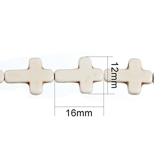 Linsoir Beads White Turquoise Cross Beads Loose Gemstone Religious Spacer Approx.24Pcs/Strand 1.2Cmx1.6Cm #TOP3