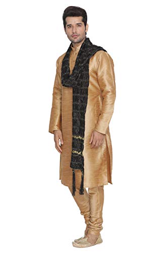 Image of VASTRAMAY Men's Burgandy Silk Blend Only Kurta