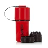Hemper Keeper 3‑in‑1 Herb Grinder with Dual Storage Container - Smell‑Proof, Airtight & Water‑Resistant - Built‑In Removable Grinder, Dual Compartments for Flower & Ground - (Red & Black)