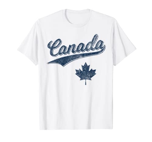 CANADA VARSITY SPORTS SCRIPT MAGLIA VINTAGE CURSIVA RETRO Maglietta